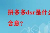 拼多多dsr是什么含意？